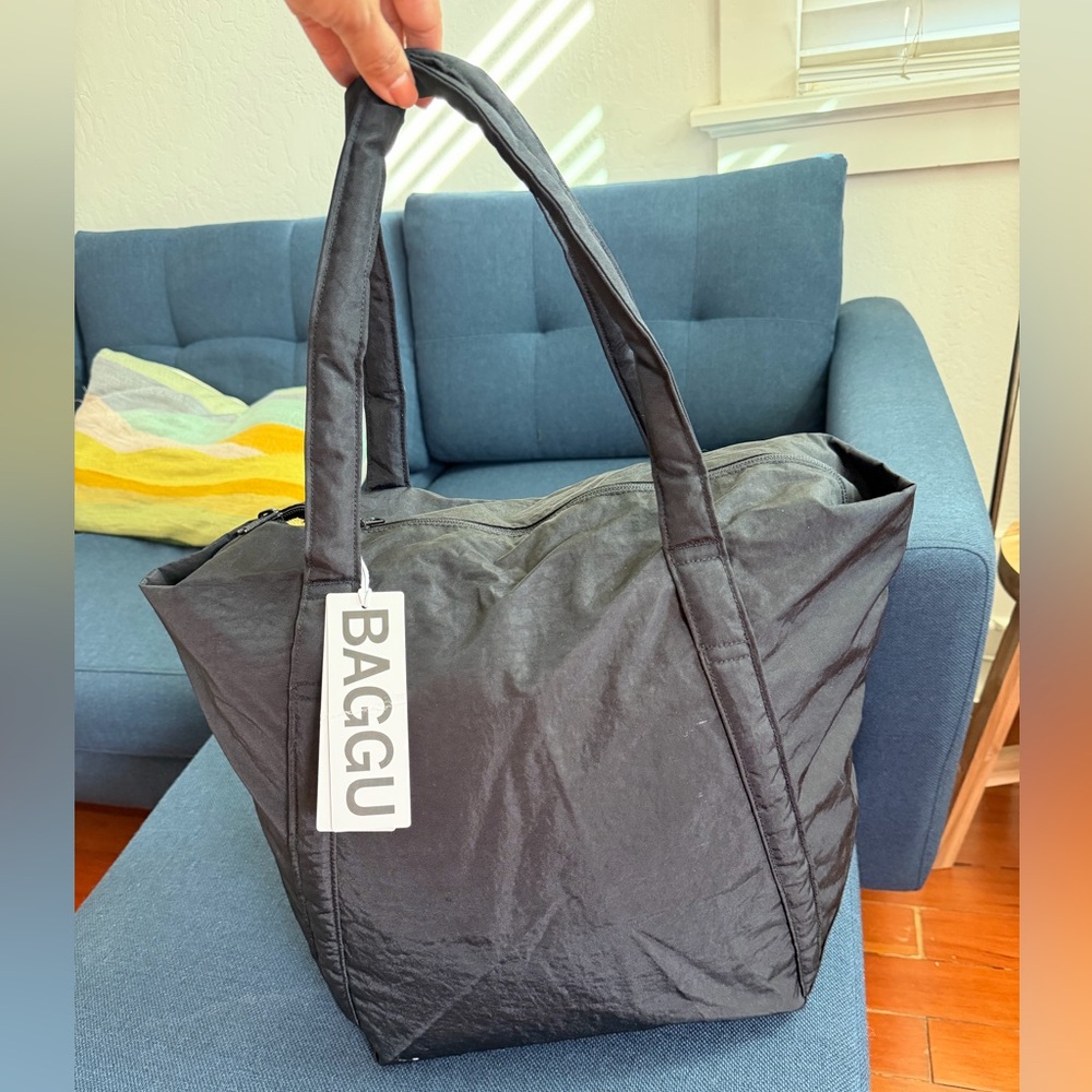 BAGGU Cloud Bag Black Nylon with Long Straps